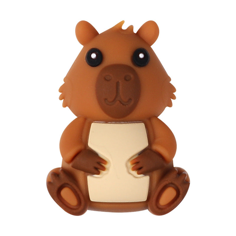 Wholesale 20pcs/pack 3D Capybara Silicone Beads Accessories Animal Glue Beads